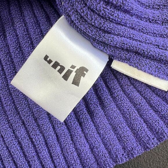 Unif Long Sleeve Violet Purple Ribbed Knit Cropped Cardigan Sweater Womens XL - Picture 11 of 13